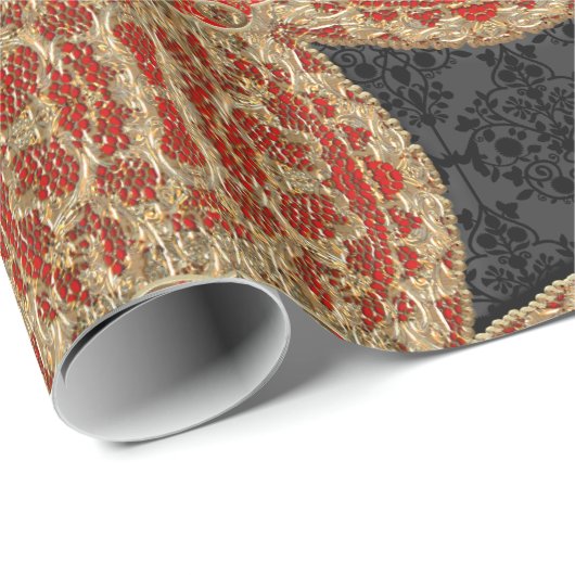 Kashmid Scharlachrot Geschenkpapier (Rolleneckpunkt)