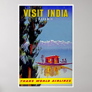 Kashmir-Druck Indien Kunst TWA Reise Poste Poster