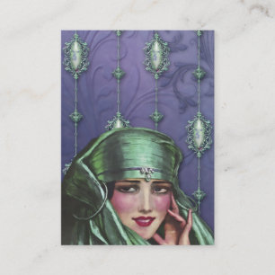 KASHMIR KARMA, EXOTISCHE LADY in TEAL und LAVENDER Visitenkarte