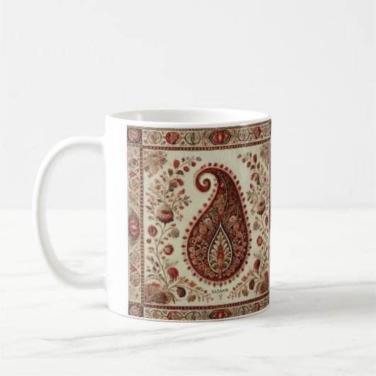 Kashmiri Badaam Motif Stickerei Design Kaffeetasse (Links)