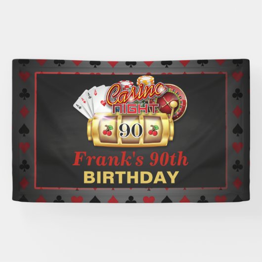 Kasino-Geburtstags-Fahne - 90. Geburtstag Banner (Horizontal)
