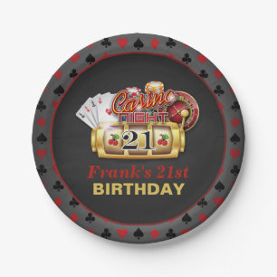 Kasino-Geburtstags-Platte - 21. Geburtstag Pappteller
