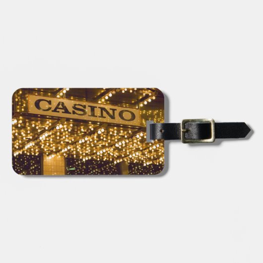 Kasino-helle Lichter Las Vegas, das Geld spielt Gepäckanhänger (Vorderseite horizontal)