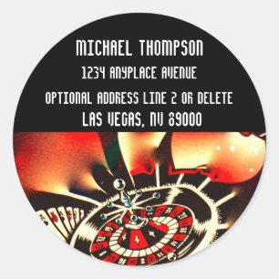 Kasino-Las- Vegasart-Rücksendeadresse Runder Aufkleber