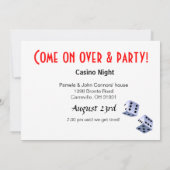 Kasino-Nachtlas- vegasPoker-Party - Rot Einladung (Rückseite)