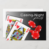 Kasino-Nachtlas- vegasPoker-Party - Rot Einladung (Vorne/Hinten)