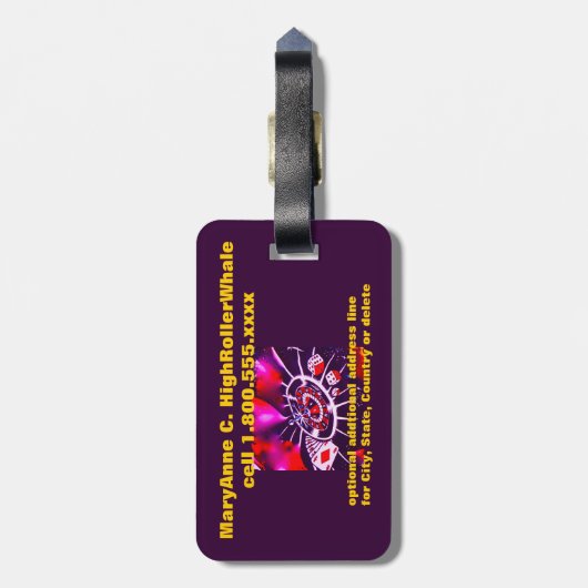 Kasino-Spieler-High Roller Gepäckanhänger (Rückseite vertikal)