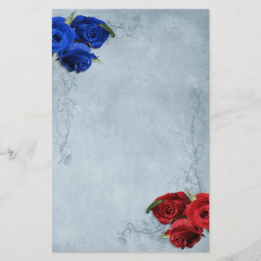Kaskade Blau Rot und Blau Rose Briefpapier (Vorderseite)