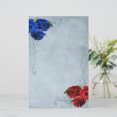Kaskade Blau Rot und Blau Rose Briefpapier (Stehend Vorderseite)