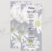 Kaskade des "White Daisies Wedding Menu" Menükarte (Vorne/Hinten)