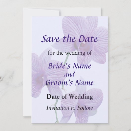 Kaskade Lila Orchideen Save the Date (Vorderseite)