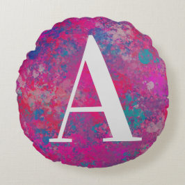 Kaskade von Farbrot, Rosa und Blues Rundes Kissen