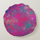 Kaskade von Farbrot, Rosa und Blues Rundes Kissen (Rückseite)