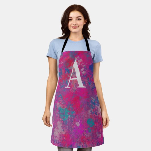 Kaskade von Farbrot, Rosa und Blues Schürze (Getragen)