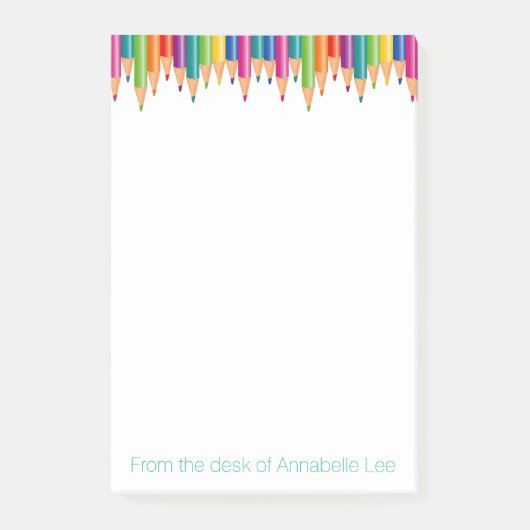 Kaskaden-Regenbogen-Bleistifte Post-it Klebezettel (Vorderseite)