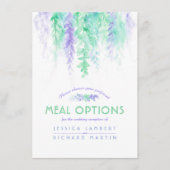 Kaskadenmenü für Hochzeiten mit grüner Blume Begleitkarte (Vorderseite)