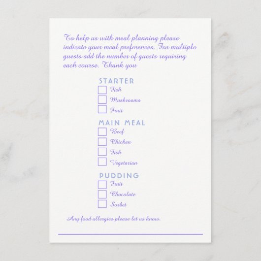 Kaskadenmenü für Hochzeiten mit grüner Blume Begleitkarte (Rückseite)