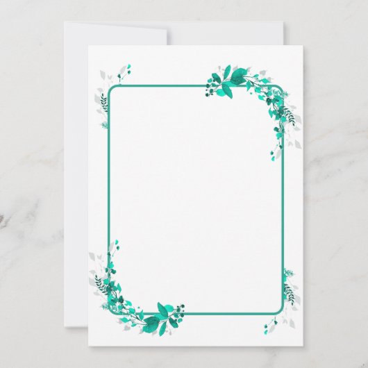 Kaskadenmotiv für aquamarine und aquatische Blätte Einladung (Vorderseite)