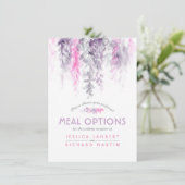 Kaskadenspeisen mit lila rosa Blume Begleitkarte (Stehend Vorderseite)