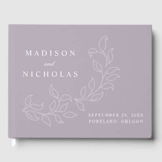 Kaskadieren Lila Blätter Foto Hochzeit Gästebuch (Vorderseite)