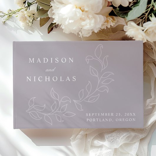 Kaskadieren Lila Blätter Foto Hochzeit Gästebuch