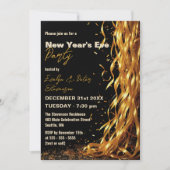 Kaskadieren von Golden Streamers Silvester-Party Einladung (Vorderseite)