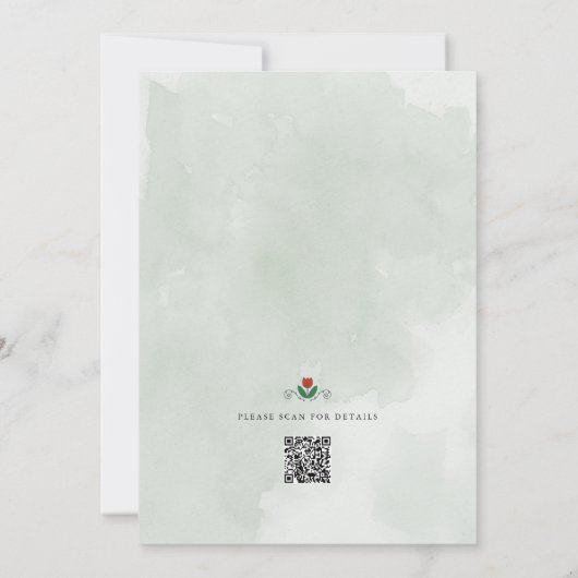 Kaskadierende Aquarelltulips qr Code Hochzeit Einladung (Rückseite)