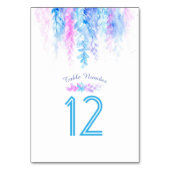 Kaskadierende Blume blaue Aquarellfarben-Tischnumm Tischnummer (Rückseite)