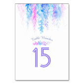 Kaskadierende Blume blaue Aquarellfarben-Tischnumm Tischnummer (Rückseite)