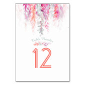 Kaskadierende Blume Koralle rosa grüne Wasserfarbe Tischnummer (Vorderseite)