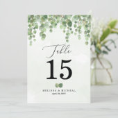 Kaskadierende Eukalyptus-Tischnummer (12x18) Einladung (Stehend Vorderseite)
