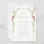 Kaskadierende florale Bogenhochzeit Einladung (Vorderseite)