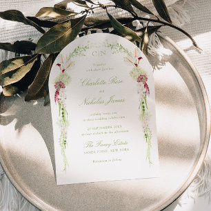 Kaskadierende florale Bogenhochzeit Einladung