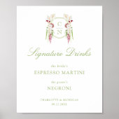 Kaskadierende florale Monogramm-Hochzeitssignature Poster (Vorne)