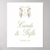 Kaskadierende florale Monogramm-Karten & Geschenke Poster (Vorne)