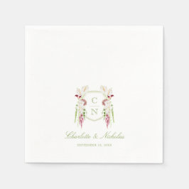 Kaskadierende florale Monogramm-Wappen-Hochzeit Serviette
