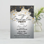 Kaskadierende Graduierungsklassenkappen und Gold C Einladung (Stehend Vorderseite)