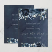 Kaskadierende Hochzeit von Navy Peony Save the Dat Date (Vorne/Hinten)