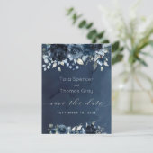 Kaskadierende Hochzeit von Navy Peony Save the Dat Save The Date (Stehend Vorderseite)