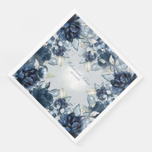 Kaskadierende Hochzeiten von Navy-Peonies Serviette (Ecke)