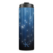 Kaskadierende Lichter Monogram Blue ID789 Thermosbecher (Vorderseite)