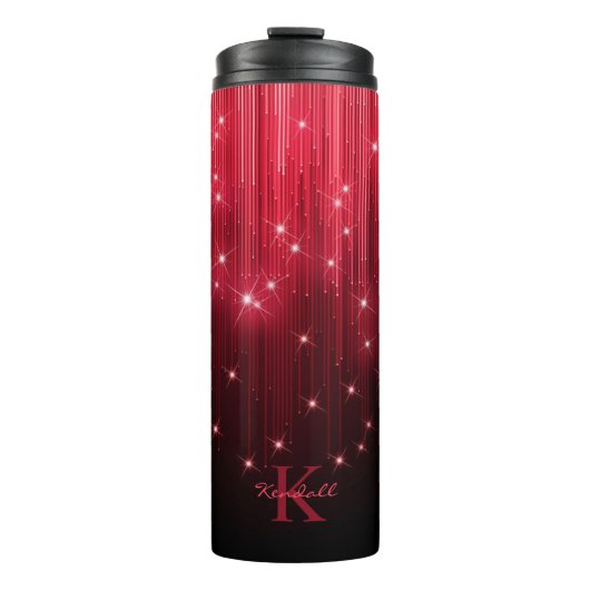 Kaskadierende Lichter Monogram Red ID789 Thermosbecher (Vorderseite)