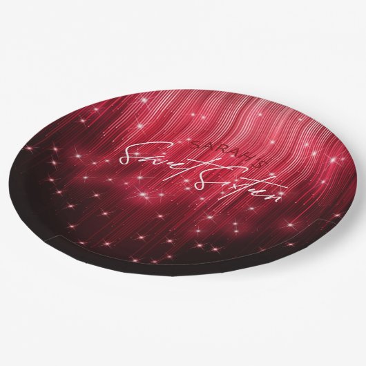 Kaskadierende Lichter süß 16 rot ID790 Pappteller (Schrägansicht)