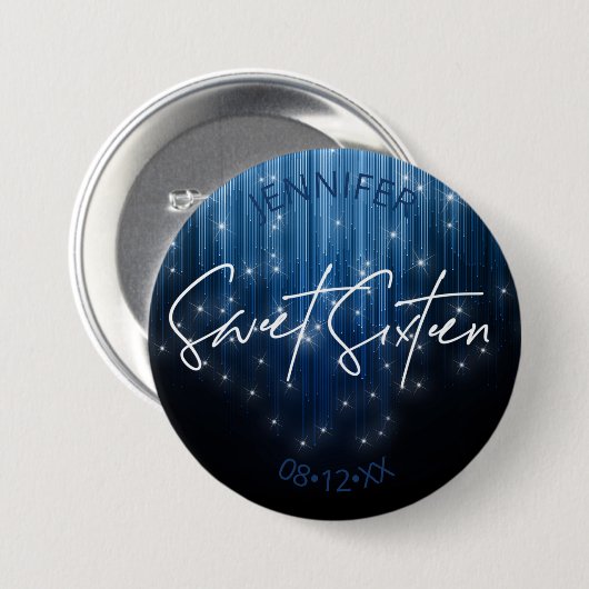 Kaskadierende Lichter Sweet 16 Blue ID790 Button (Vorne & Hinten)
