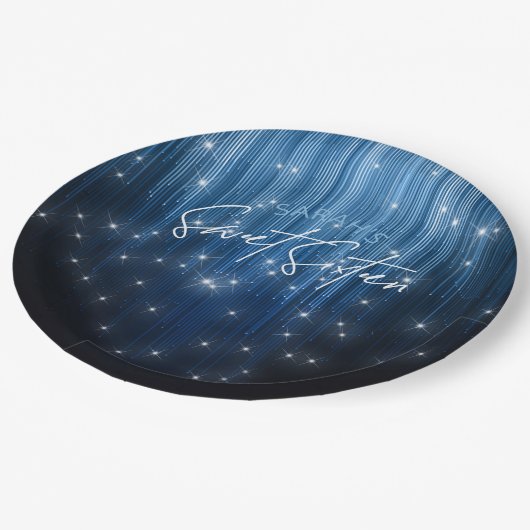 Kaskadierende Lichter Sweet 16 Blue ID790 Pappteller (Schrägansicht)