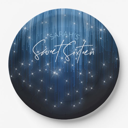 Kaskadierende Lichter Sweet 16 Blue ID790 Pappteller (Vorderseite)