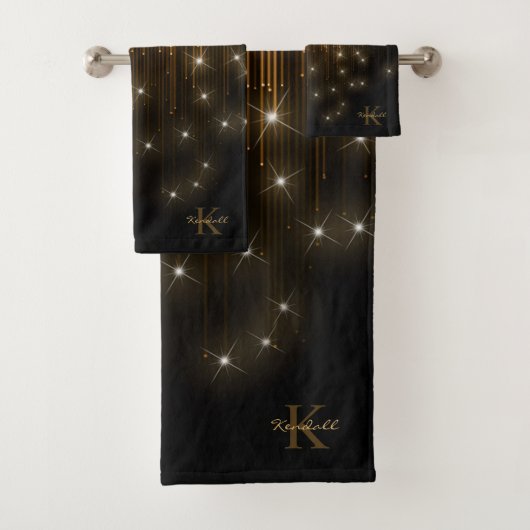 Kaskadierende Lights Monogram Gold ID789 Badhandtuch Set (Insitu)