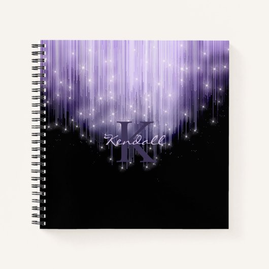 Kaskadierende Lights Monogram Violet ID789 Notizblock (Vorderseite)