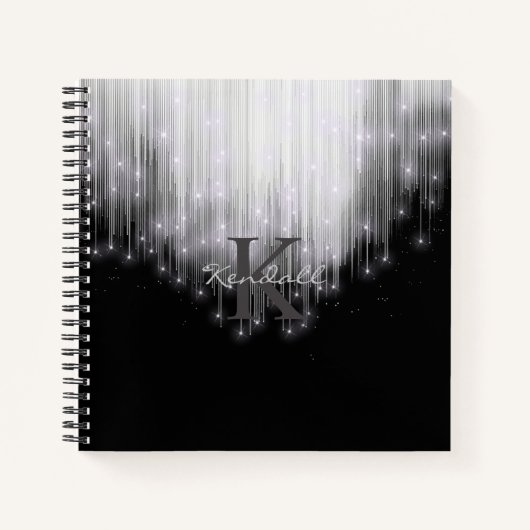 Kaskadierende Lights Monogramm Schwarz-Weiß-ID789 Notizblock (Vorderseite)