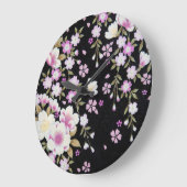 Kaskadierende rosa Blume Große Wanduhr (Winkel)
